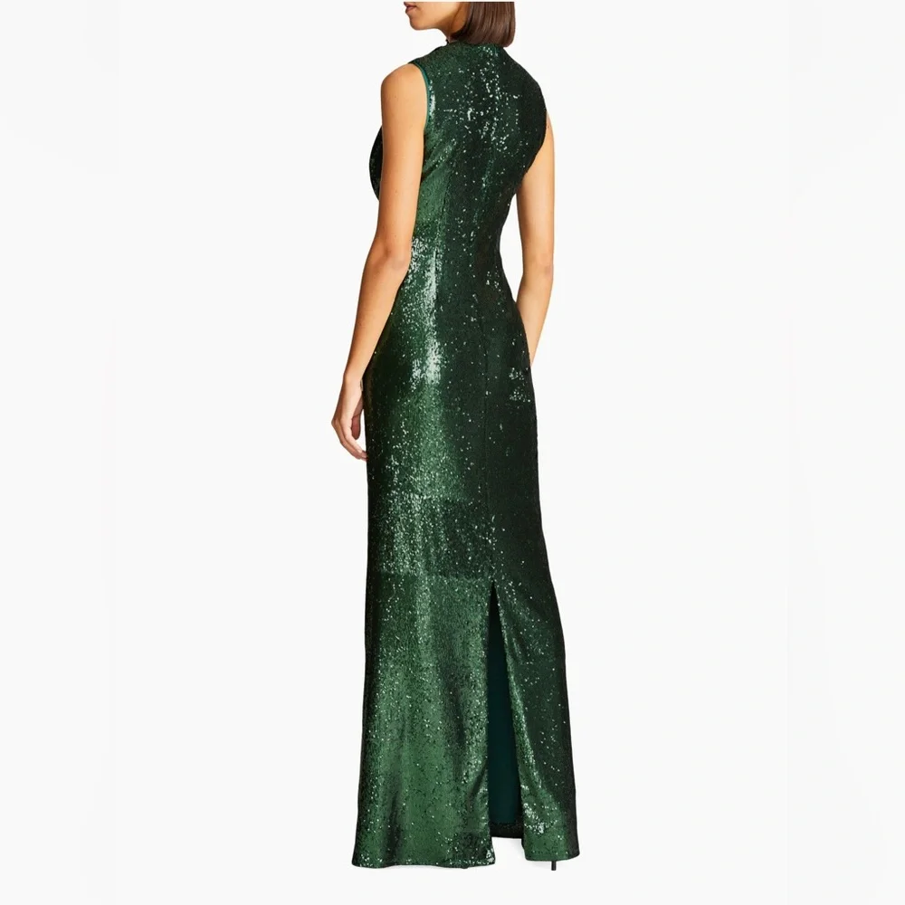 Halston Magdalena Draped Sequin Gown - Picture 2 of 12
